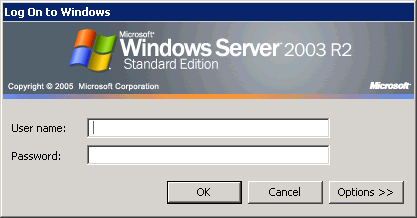 Windows Server Login dialogue