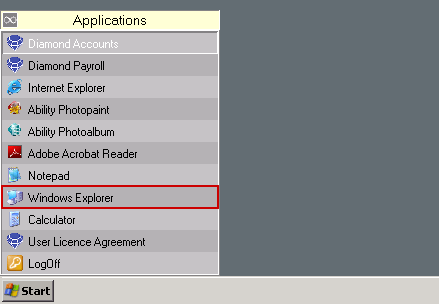 Start Windows Explorer from your Diamond Desktop