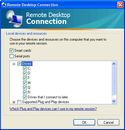 Sharing Disks within Local Resources on Windows Remote Desktop Connection